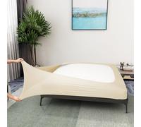 Alyvia Spring Housse en Maille de Jersey Extensible pour sommier tapissier, enveloppe Les 4 côtés, Cache-sommier pour hôtel et Maison, pour lit King/King Size californien, Beige