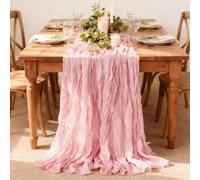 Alyvisun 1Pack Chemin de Table Rose, 90x300 cm Chemin de Table 100% Polyester pour Mariages, Baby Showers, Dîners, Fêtes, Décorations Boho et Fermière pour Maison & Extérieur