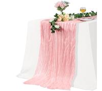 Alyvisun 1Pack Chemin de Table Rose, 90x300 cm Chemin de Table 100% Polyester pour Mariages, Baby Showers, Dîners, Fêtes, Décorations Boho et Fermière pour Maison & Extérieur