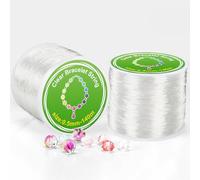 Alyvisun 2 Bobine 0.5mm Fil Elastique Bracelet, Transparent Fil Élastique pour Bracelet, Convient pour la Fabrication de Bijoux DIY, Collier, Bracelet, Artisanat (140m/Bobine)