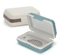 Alyvisun 2 Pièces Boîte à Savon avec Couvercle, Boîte à Savon Voyage Portable, Boîte à Savon avec Plateau d’Égouttage, Porte Savon Voyage Étanche et Antifuite pour Douche et Extérieur (Vert et Blanc)