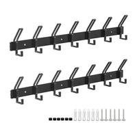 Alyvisun 2 Pièces Porte Manteau Mural en Acier Inoxydable avec 7 Crochets, Robuste Patere Murale pour Manteaux Peignoirs Écharpes Sacs pour Entrée Cuisine et Salle de Bain