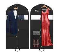 Alyvisun 2PCS Housse Vetements à Suspendre avec 3 Poches Zippées, Voyage Housse Costume 130X60 cm, étanche Housses Robe pour Rangement Placards