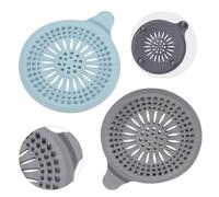 Alyvisun 2Pcs Silicone Attrape Cheveux Douche avec Ventouse, Protection de Drain Filtre Evier, Universel Filtre à Cheveux pour Salle de Bain, Baignoire, Cuisine (Bleu + Gris)