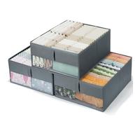 Alyvisun 3 Pcs Organisateur Armoire Vêtement Avec Fenêtre Transparente, Boite de Rangement Pliables, Organiseur en Lin et Coton pour Vêtements Bébé, Jouets, Jeans, T-shirt (45 x 34,5 x 18 cm)