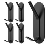 Alyvisun Lot de 5 Crochet Adhesif Mural, Autocollant Accroche Serviette Charge Lourde Accroche Torchon Cuisine en Acier Inox, Porte Manteau Mural Sans Percage pour Salle de Bain (Foncé)