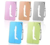 Alyvisun 5 Pièces Etiquette Valise, Etiquette Bagage en Aluminium avec Carte pour informations personnelles, Etiquette Valise Voyage Avion pour Sac de Voyage Valise Sacs à Dos 7,5 x 4,5 cm