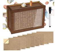 Alyvisun 5000€ Multifonction Tirelire en Bois avec Marqueur et Autocollants | avec Objectifs Chiffres D'épargne, Tireliure Coffre Cash Box Boîte pour Adultes et Enfants (500-10000€)