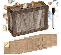 Alyvisun 5000€ Tirelire en Bois avec Marqueur et Autocollants, Tirelire Réutilisable avec Objectifs Chiffres D'épargne, Tireliure Coffre Cash Box Boîte pour Adultes et Enfants(500-10000€)