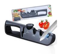 Alyvisun Affûteur Couteau, Professionnel Manuel 4 En 1 Aiguiseur Couteaux Poignée Ergonomique Et Base Antidérapante, Pour Aiguiser Couteaux De Cuisine, Ciseaux, Etc(Noir)