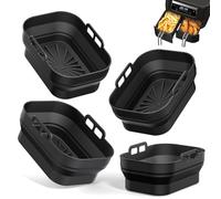 Alyvisun Airfryer Lot de 4 moules en silicone réutilisables pour friteuse à air chaud Accessoires de friteuse à air chaud Noir clair