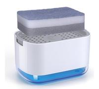 Alyvisun Distributeur Liquide Vaisselle, Distributeur Savon Cuisine 2 en 1 Distributeur de Savon, 300ml Distributeur Liquide Vaisselle Porte Eponge et éponge pour Évier de Cuisine Bains