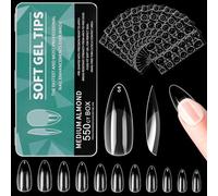 Alyvisun Faux Ongles, 550 Pièces Capsule Americaine ngle Et 240 Pièces Gel Autocollant Ongᥣe Kit, 11 Tailles Amande Capsules Ongle Transparent Acrylique Tips Nails pour DIY O gle Extensions