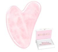 Alyvisun Gua Sha en Quartz Rose Naturel, Pierre de Massage pour le Cou et le Corps, Plaque de Massage Faciale pour Atténuer les Gonflements, Cadeau de Soins de la Peau pour Femmes avec Manuel