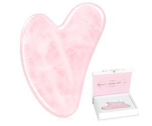 Alyvisun Gua Sha en Quartz Rose Naturel, Pierre de Massage pour le Cou et le Corps, Plaque de Massage Faciale pour Atténuer les Gonflements, Cadeau de Soins de la Peau pour Femmes avec Manuel