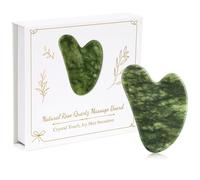 Alyvisun Gua Sha Visage en Jade Vert Naturel, Outil GuaSha pour Cou et Corps, Réduction des Gonflements et Amélioration de la Ligne de Mâchoire, Cadeau Soins de la Peau pour Femmes avec Manuel
