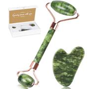 Alyvisun Gua Sha Visage en Jade Vert Naturel, Outil GuaSha pour Cou et Corps, Réduction des Gonflements et Amélioration de la Ligne de Mâchoire, Cadeau Soins de la Peau pour Femmes avec Manuel
