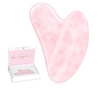 Alyvisun Gua Sha Visage en Quartz Rose Naturel, Outil GuaSha pour Cou et Corps, Réduction des Gonflements et Amélioration de la Ligne de Mâchoire, Cadeau Soins de la Peau pour Femmes avec Manuel