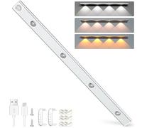 Alyvisun Lampe LED 60CM Rechargeable Armoire avec Détecteur de Mouvement - Installation Magnétique, Sans Fil Interieur Luminaires avec 3 Couleurs & Luminosité Réglable pour Cuisine Placard Escalier