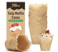 Alyvisun Lot de 100 Caissettes Muffins Papier Anti-Graisse, Caissettes Cupcake et Muffins, Moule Muffins Papier Non Adhérent pour Pâtisserie Maison Fêtes et Boulangeries
