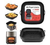 Alyvisun Moule Silicone Air Fryer Accessoire, 2 Pièces Panier Moule pour Friteuse à Air Chaud Réutilisable Airfryer Pot Plat Carré Pliable Doublure Liner pour Friteuse Air, Micro-ondes, Four