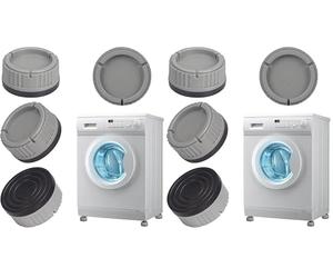 Alyvisun Patin Machine a Laver, 4 Pièces Universel Tapis Amortisseurs Lave Linge Socle Anti-Dérapants Pied Drainage Antirouille Support Antivibration pour Séchoir, Frigo (Gris) (Lot de 2)