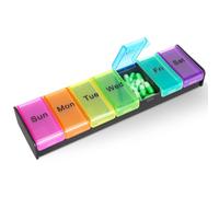 Alyvisun Pilulier Semainier, Pilulier Voyage, Boite a Medicament 7 Jours Pilulier, Pilulier Semainier 7 Jours Boite a Pilule 1 Fois par Jour Pill Box pour Voyage, Noir