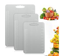 Alyvisun Planche à découper en acier Inoxydable 304, Design Double Face avec Surfaces Texturées Effet riz et Lisses, Planche de Découpe en Métal pour v Nourriture (39 × 28 cm+ 29 × 20cm + 25 × 15cm)