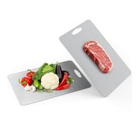 Alyvisun Planche à découper en acier Inoxydable 304, Design Double Face avec Surfaces Texturées Effet riz et Lisses, Planche de Découpe en Métal pour v Viande, Légumes, Facile à Nettoyer (39 × 28 cm)