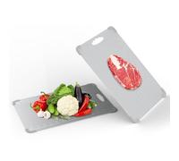 Alyvisun Planche à découper en acier Inoxydable 304, Design Double Face avec Surfaces Texturées Effet riz et Lisses, Planche de Découpe en Métal pour v Viande, Légumes, Facile à Nettoyer (39 × 28 cm)