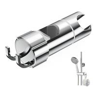 Alyvisun Support de pommeau de douche avec 2 crochets, support de douche réglable pour barre coulissante de 16 à 27 mm, support universel chromé de rechange avec installation facile