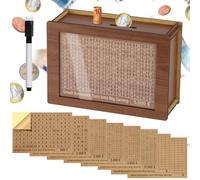 Alyvisun Tirelire 5000€ en Bois avec Marqueur et Autocollants, Tireliure Réutilisable Coffre Cash Box Boîte Tirelire avec Objectifs Chiffres D'épargne pour Adultes et Enfants (500€-10000€)