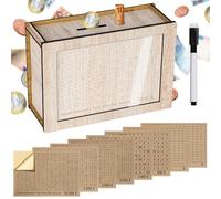 Alyvisun Tirelire en Bois 5000€ avec Marqueur et Autocollants, Réutilisable avec Objectifs Chiffres D'épargne, Coffre Cash Box pour Adultes et Enfants (500-10000€)