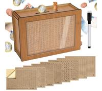 Alyvisun Tirelire en Bois, 5000€ Tirelire avec Marqueur et Autocollants, Réutilisable avec Objectifs Chiffres D'épargne, Coffre Cash Box Boîte pour Adultes et Enfants(500-10000€)
