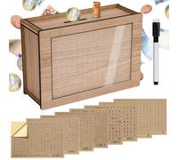 Alyvisun Tirelire en bois avec marqueurs autocollants et compteur jusqu'à 5000 €, réutilisable, objectif d'épargne à cocher, caisse à monnaie
