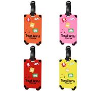 AlyvisunLot de 4 Étiquettes Bagages en Silicone pour Valises, Etiquette Bagage Valise avec Carte ID Imperméable, pour Voyage Avion, Bagage Cabine, Sacs à Dos et Sacs à Main, Couleur Foncée