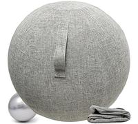 Alywen Ballon Bureau Siege Ballon Gym Ballon Bureau 55/65/75cm Ballon de Grossesse Chaise Ballon avec Housse de Protection Antidérapante Swiss Ball (75cm, Gris Blanc)