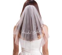 Alyxen Voile Brodé Pour La Future Mariée,Bride To Be Voile De Mariée Court Avec Peigne, Voiles De Mariage Blanc,Voile Mariée Evjf,Pour Mariages Fiançailles Enterrement