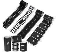 Alyxen Washi Tape Route,Lot De 4 Rouleaux Ruban Washi Autoroute Chemin,Autoroute Chemin De Fer Diy Décoratif,Pour Éducation Routière,Jeu Création Scolaire