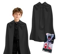 Alyxiavia Costume de vampire - 2 petites dents et 3 pulls de sang - Cape de vampire de 90 cm - Noir - Cape de Dracula pour vampire, cosplay, carnaval - Cape d'Halloween pour adultes, garçons et filles