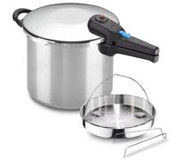 Alza Omega - Autocuiseur Rapide de 8 Litres + Panier, Acier Inoxydable 18/10, Compatible avec tout Type de Plaques, Induction