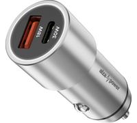 AlzaPower Chargeur de voiture X525 USB-A + USB-C Power Delivery 30W argenté