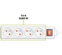 AlzaPower Rallonge 230V 4 prises interrupteur 3m blanc