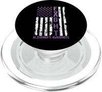 Alzheimer's Awareness Month Day USA Flag Ribbon Purple PopSockets PopGrip pour MagSafe