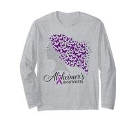 Alzheimer's Awareness Ruban Violet Papillon Manche Longue