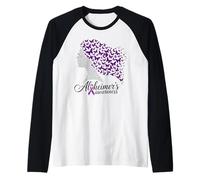 Alzheimer's Awareness Ruban Violet Papillon Manche Raglan