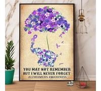 Alzheimer's Awareness You May not Remember bit I Will Never Forget Elephant & Flowers Plaque en métal vintage décorative en aluminium pour homme et femme Cadeau d'anniversaire, pendaison de