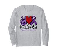 Alzheimer's Peace Love Cure signe de paix cœur ruban violet Manche Longue