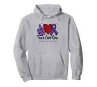 Alzheimer's Peace Love Cure signe de paix cœur ruban violet Sweat à Capuche