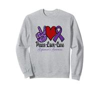Alzheimer's Peace Love Cure signe de paix cœur ruban violet Sweatshirt